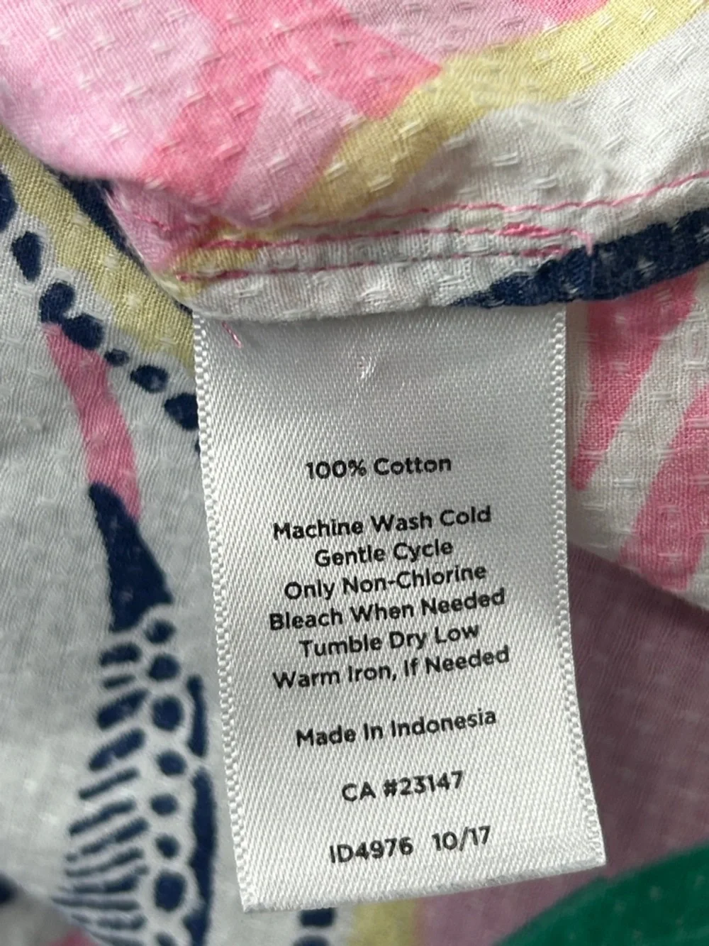 Talbots Floral Tunic Top Pink Blue Green Button Front Cotton Boho Preppy XL - Picture 8 of 10